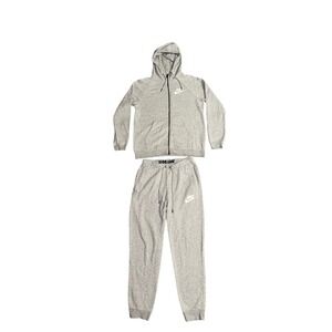 Nike Mens Sportswear Essential Gray Fleece Tracksuit Hoodie Joggers CI1179-050 M